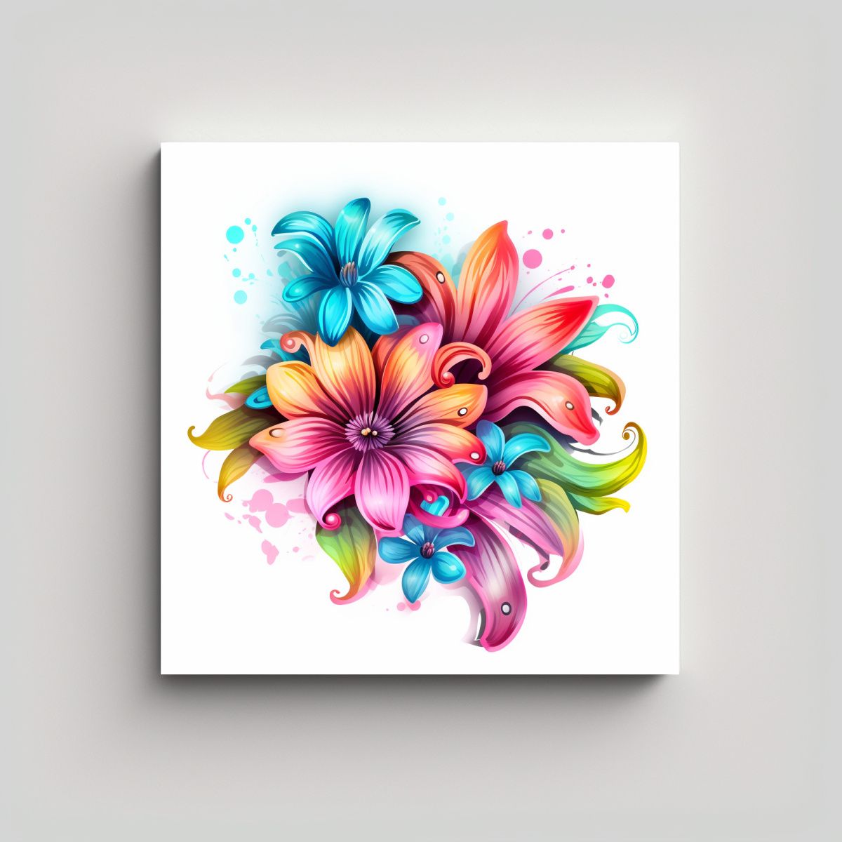 GENERICO - Arte De Pared Profundidad Flowr Clipart Lienzo 90x90 Cm