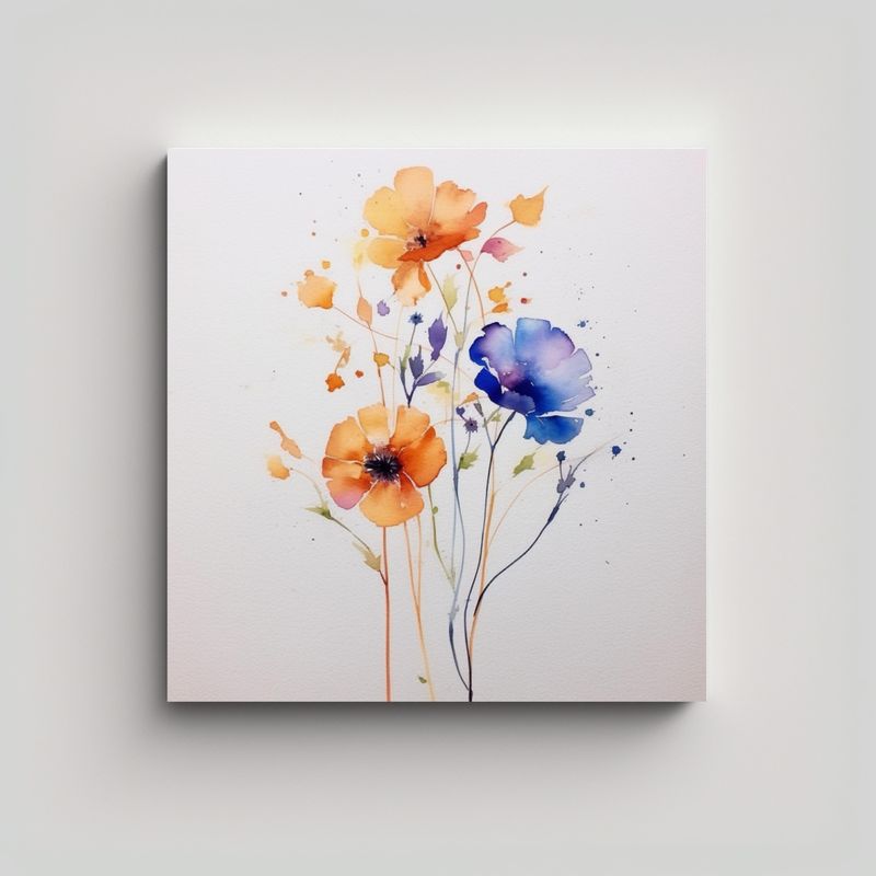 GENERICO - Arte Minimalista Floral Acuarela Lienzo Belleza 80x80 Cm