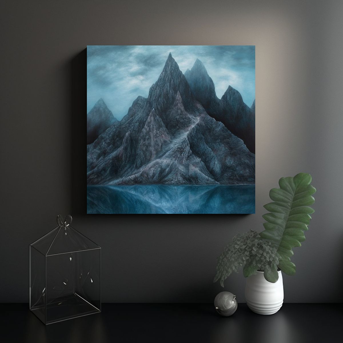 GENERICO - Cuadro Montaña Diario Estilo Pintura Acrílica 90x90 Cm