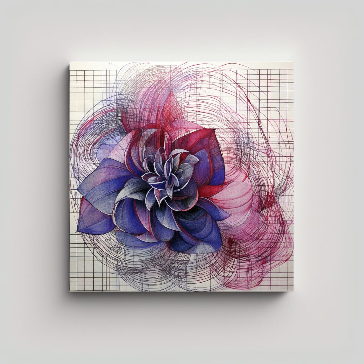 GENERICO - Cuadro Abstracto Innovador Dibujando Una Flor Con 90x90 Cm