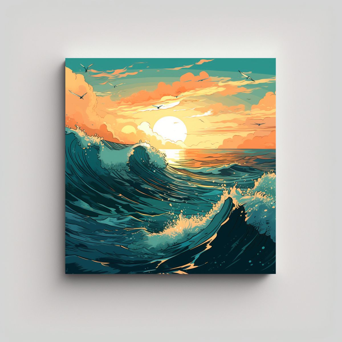 GENERICO - Cuadro Minimalista Pared Arte Cuadrado Océano 70x70 Cm