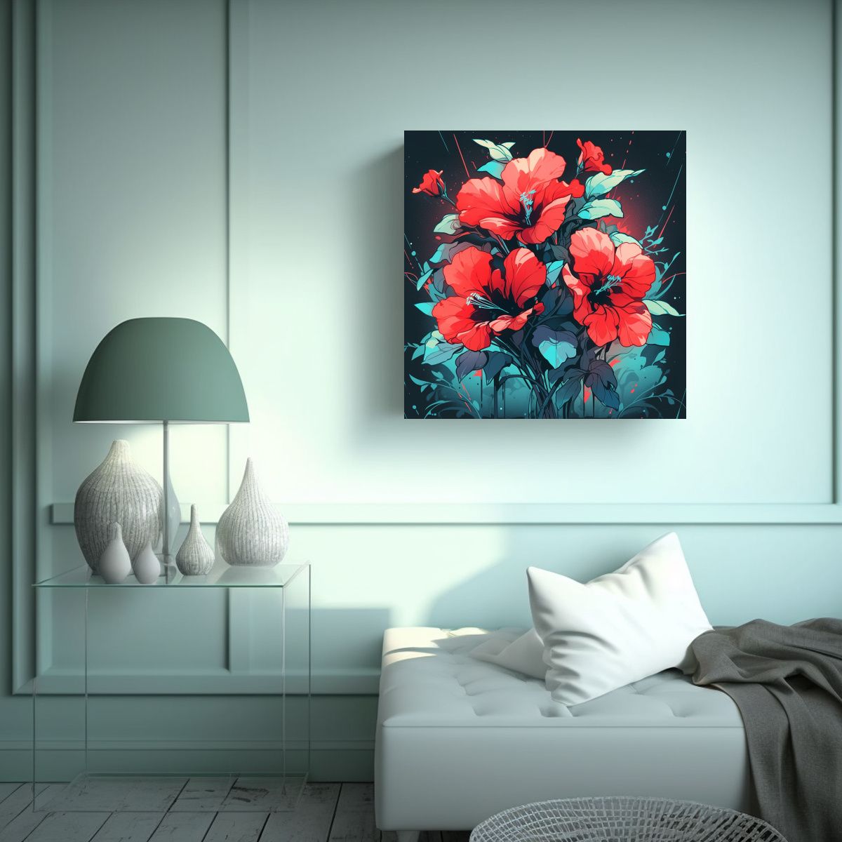 GENERICO - Pinturas Decorativas En Bastidor Neonoir Ambiente 90x90 Cm