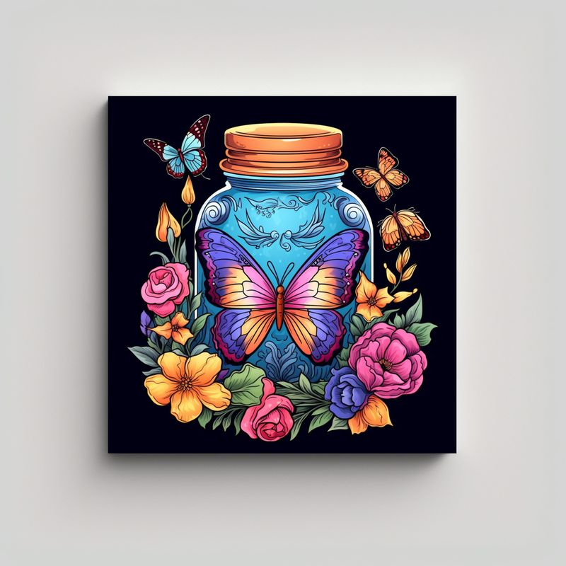 GENERICO - De Mágico Con Mariposas Y Flores Estilo Canva 90x90 Cm