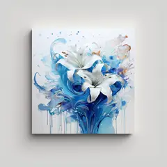 GENERICO - Cuadro De Cuadro Vida Con Flores Blancas Y 80x80 Cm