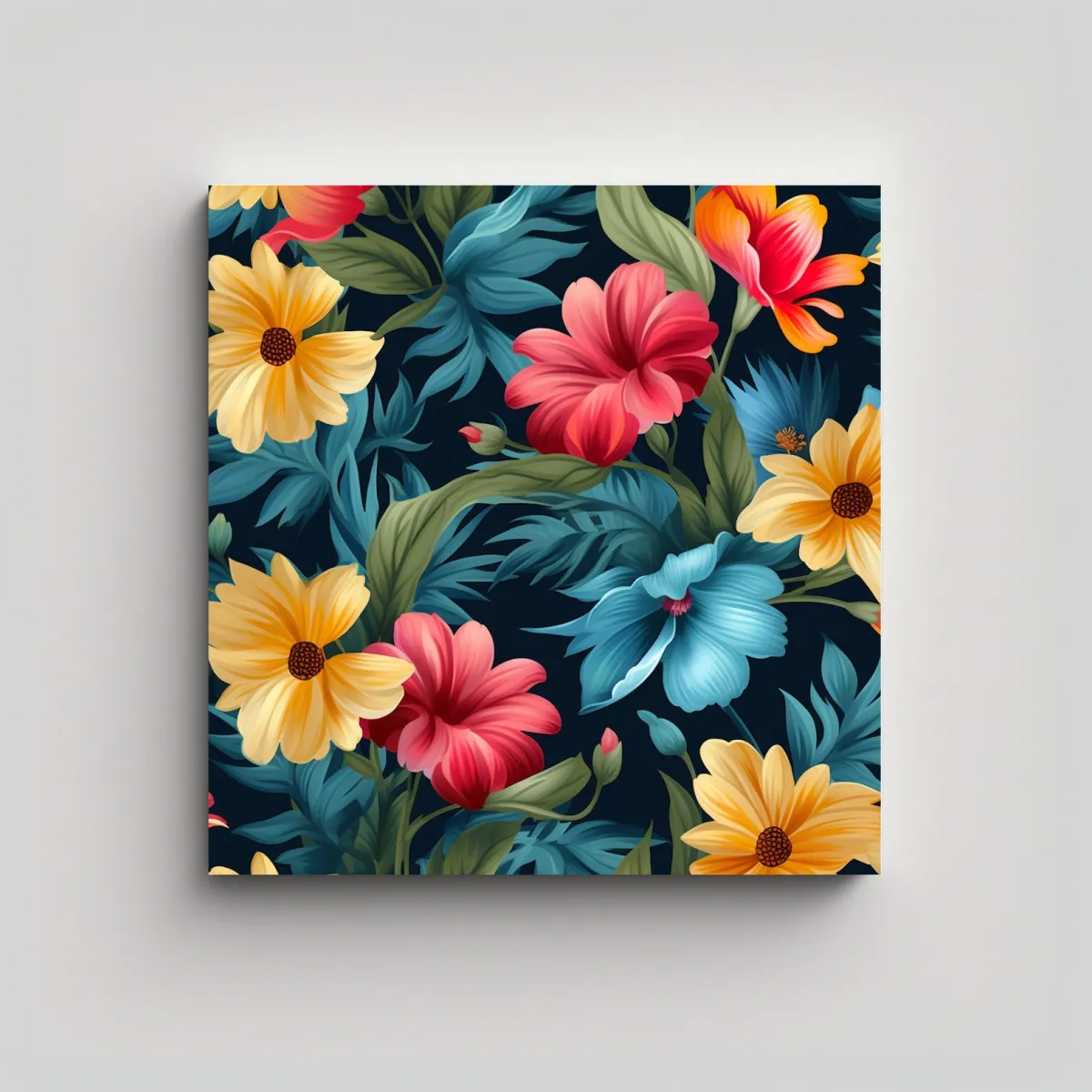 GENERICO - Lienzo Decorativo Con Patrón Floral Brillante Y 90x90 Cm