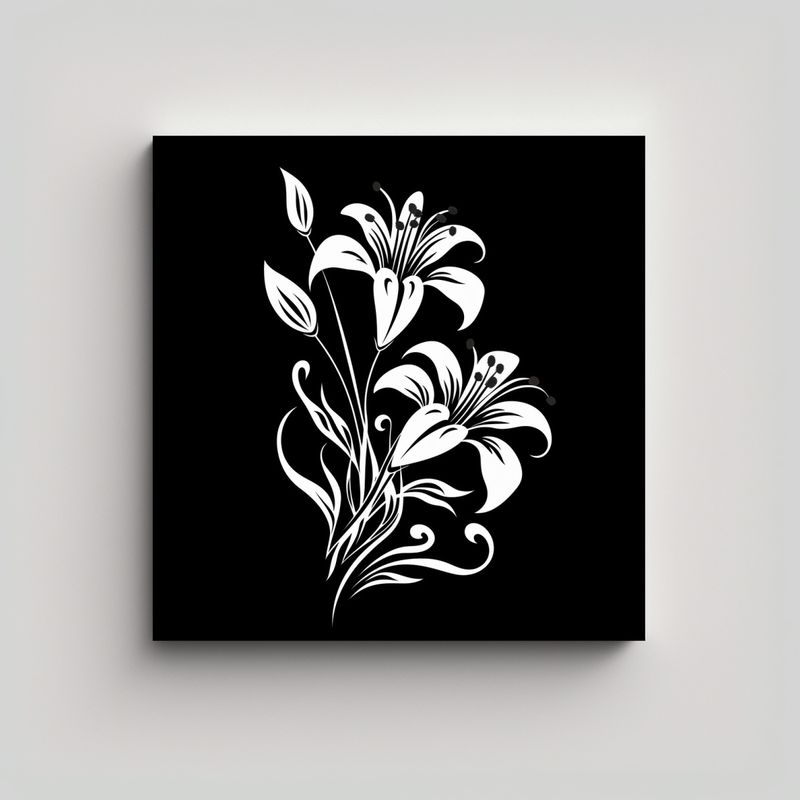 GENERICO - Relieve De Arte Con Esténcil Floral Dark Queen 70x70 Cm