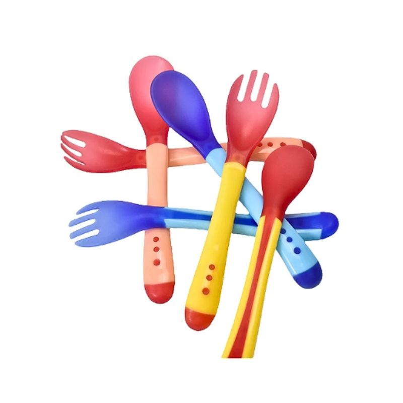 GENERICO - Set Alimentación Tenedor Cuchara Con Sensor Temperatura Bebe
