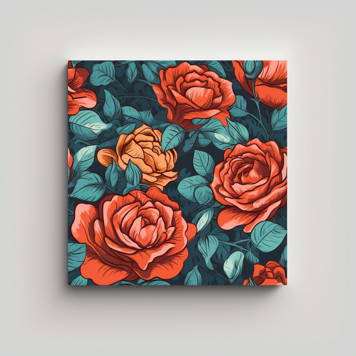 GENERICO - Arte De Pared Moderno Con Diseño De Rosas 90x90 Cm