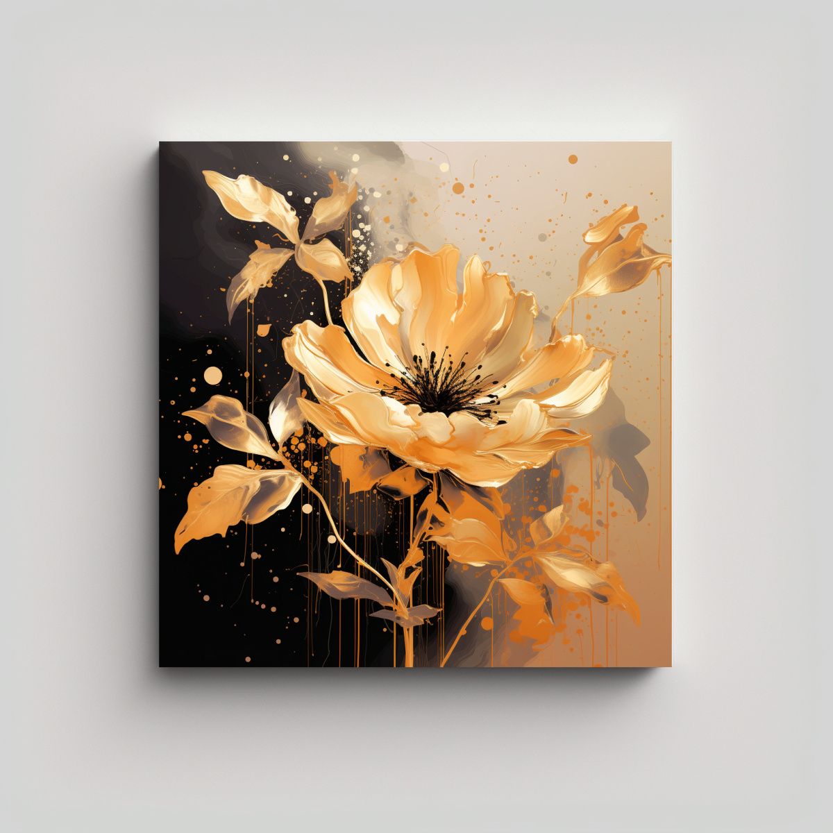 GENERICO - Cuadro Juvenil En Lienzo Con Colores Dorados Y 80x80 Cm