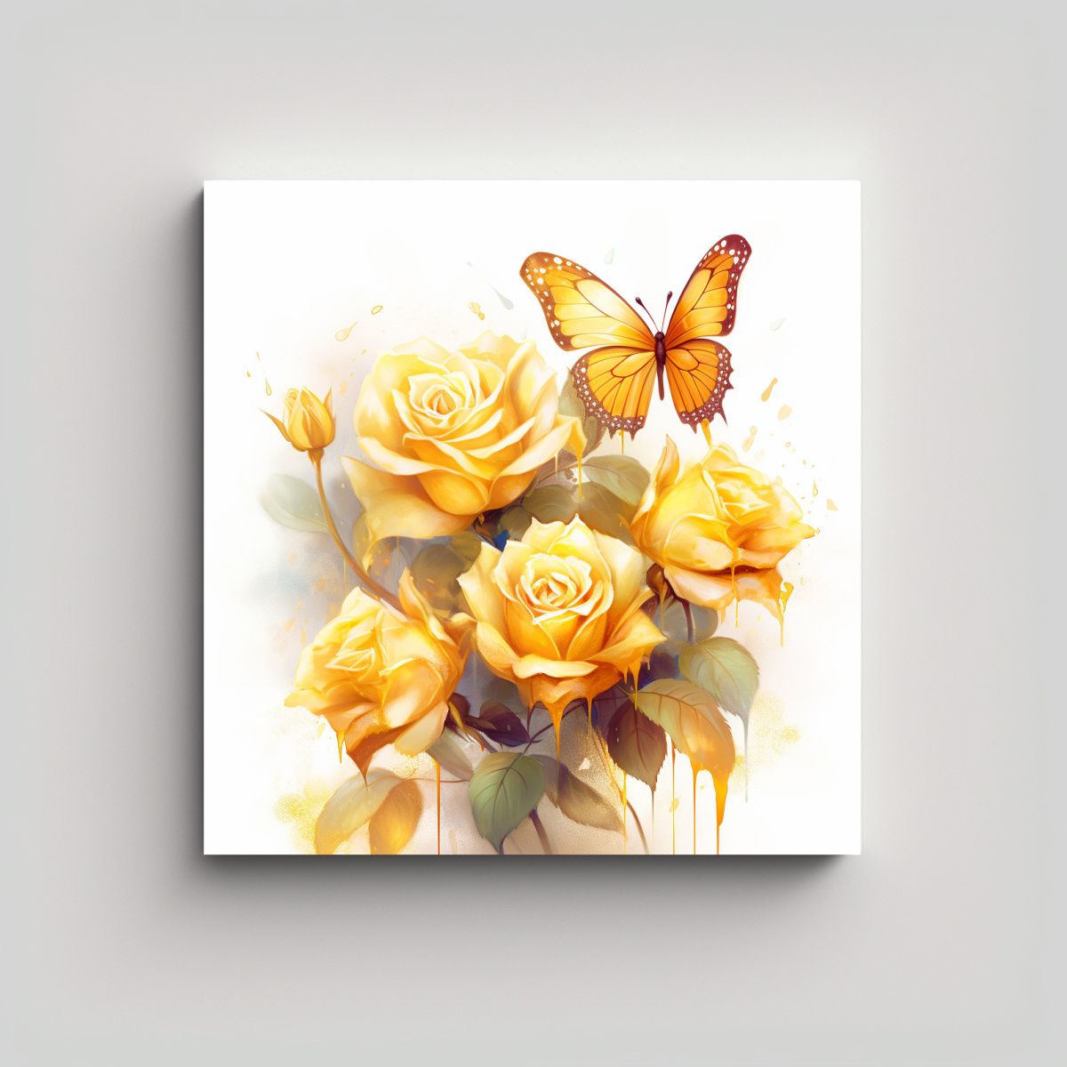 GENERICO - Roses Doradas Y Mariposas En Espacio Moderno 80x80 Cm