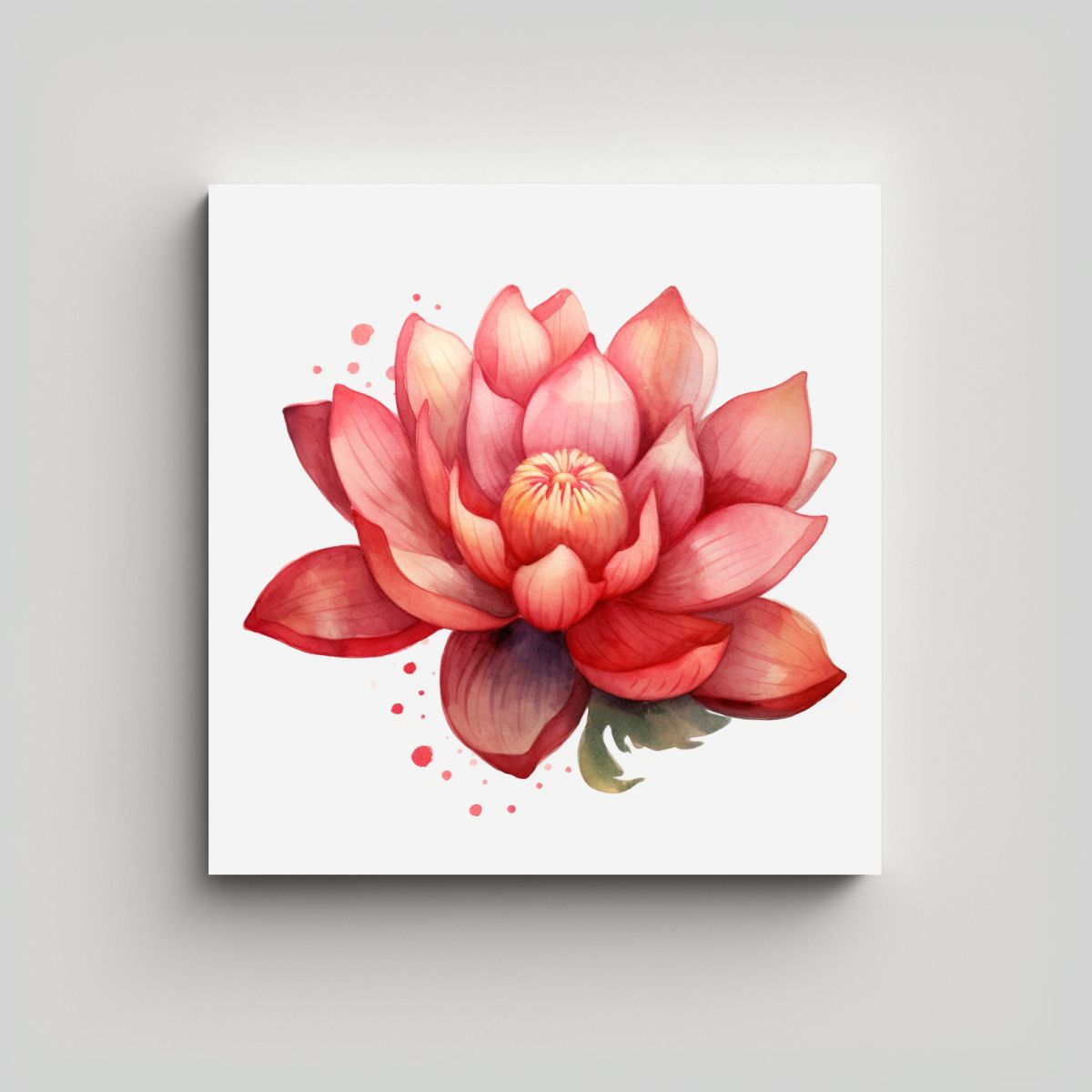 GENERICO - Cuadro De Loto Rojo Estilo Acuarela - Movimiento 80x80 Cm