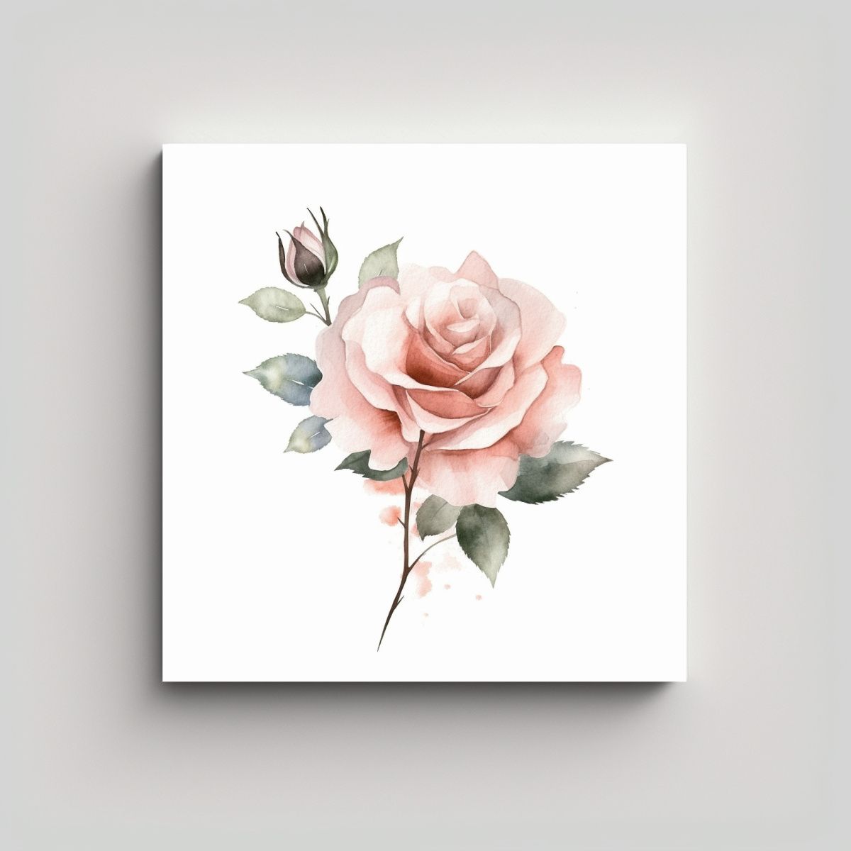 GENERICO - Composición Minimalista De Rosa En Lienzo Con 90x90 Cm