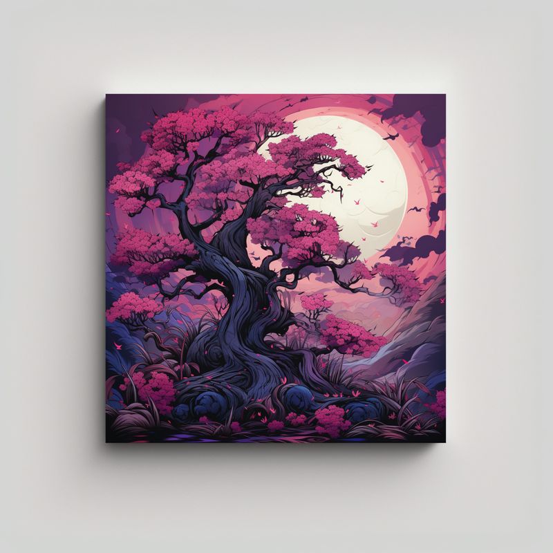 GENERICO - Pinturas De Decoración En Tonos Morado Y Negro 80x80 Cm