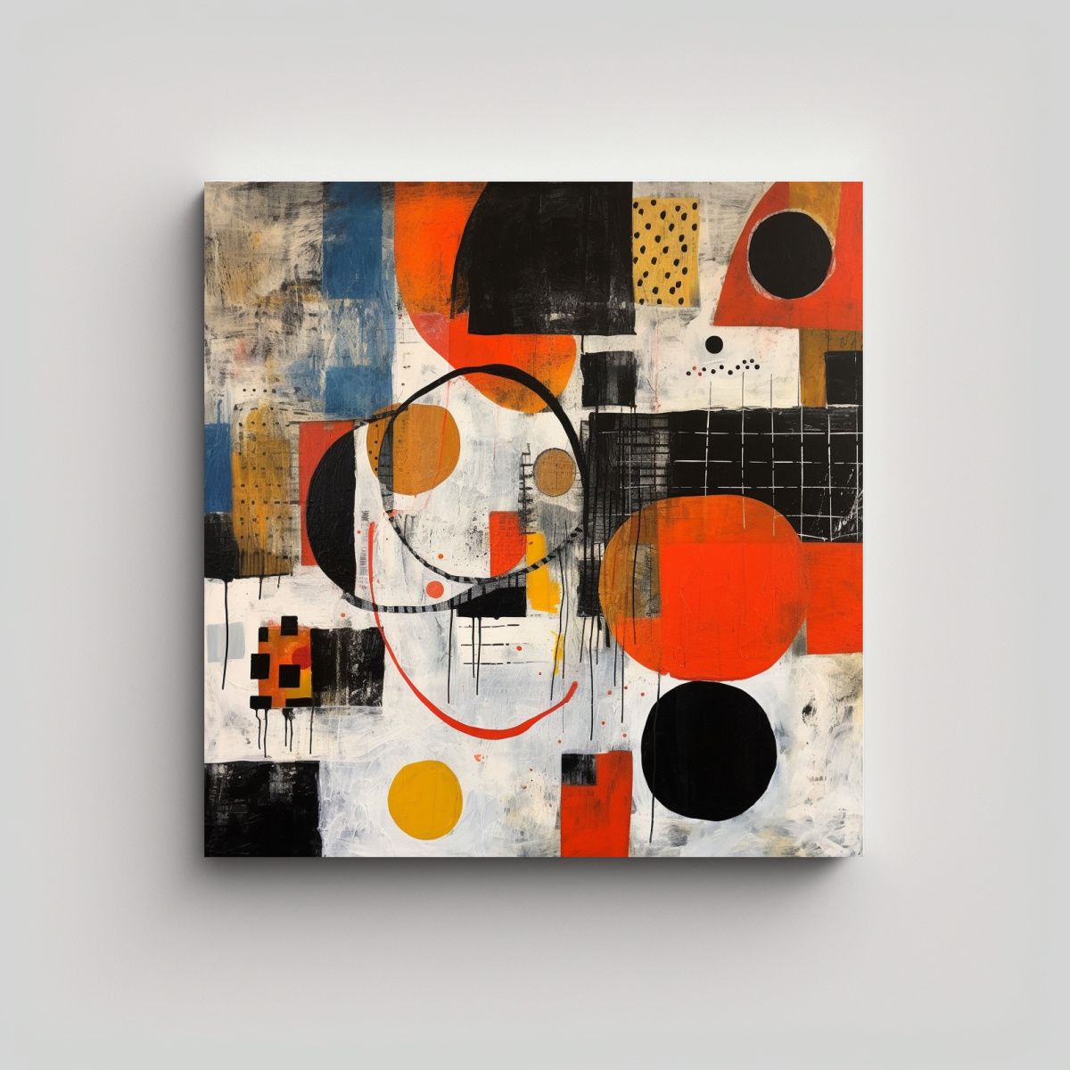 GENERICO - Pinturas Abstractas Modernas En Blanco Naranja Y 90x90 Cm