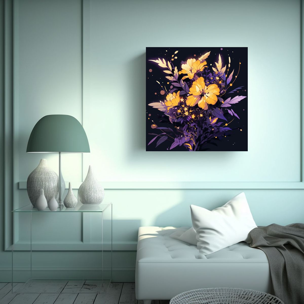 GENERICO - Cuadro Decorativo Vida En Lienzo Con Atmósfera 80x80 Cm.
