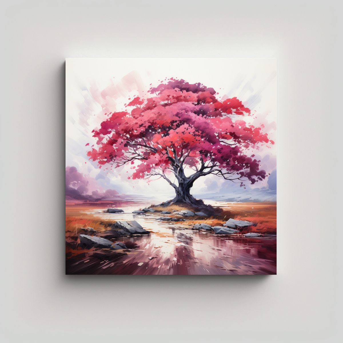 GENERICO - Cuadro Abstracto De Un árbol De Acacia Con 80x80 Cm