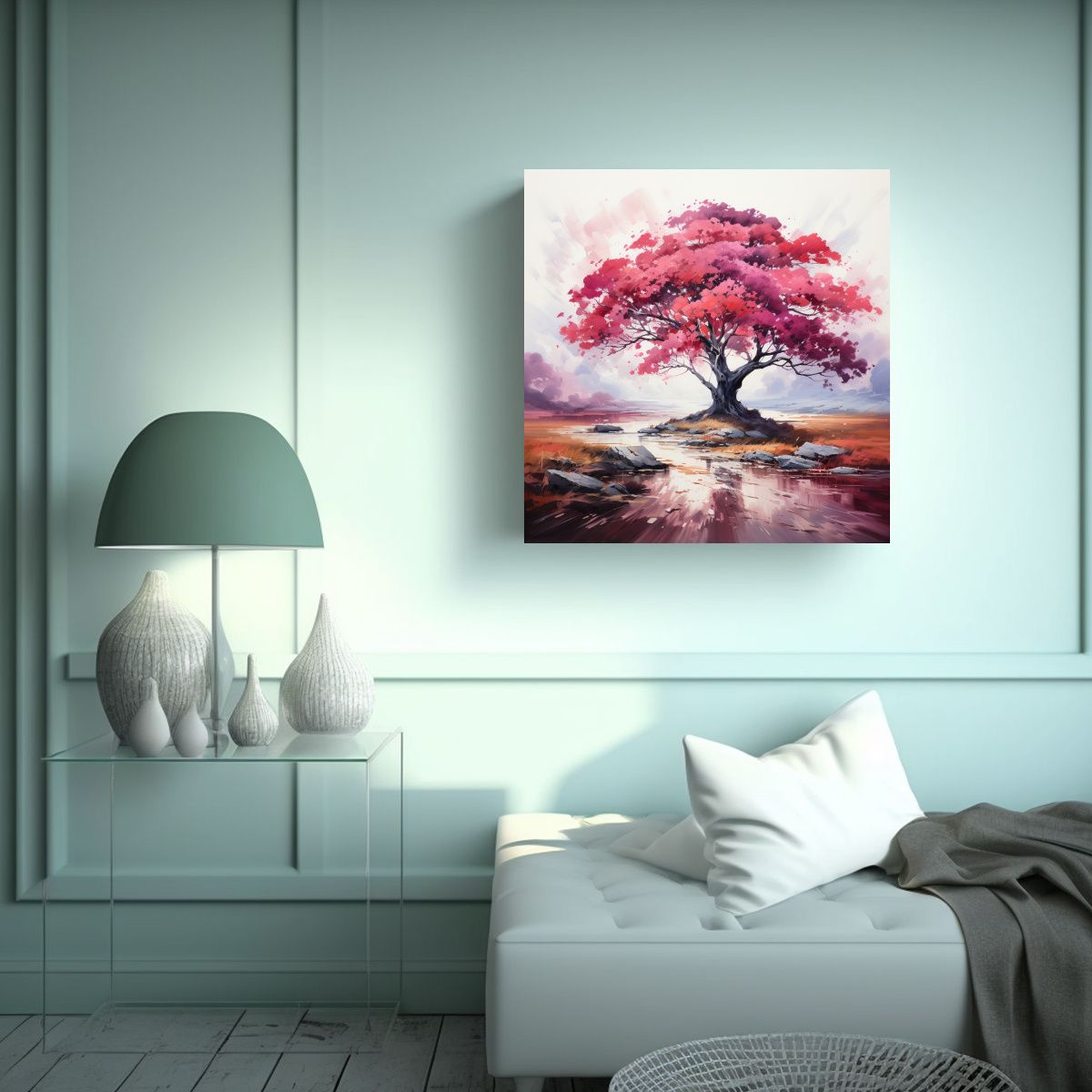 GENERICO - Cuadro Abstracto De Un árbol De Acacia Con 80x80 Cm