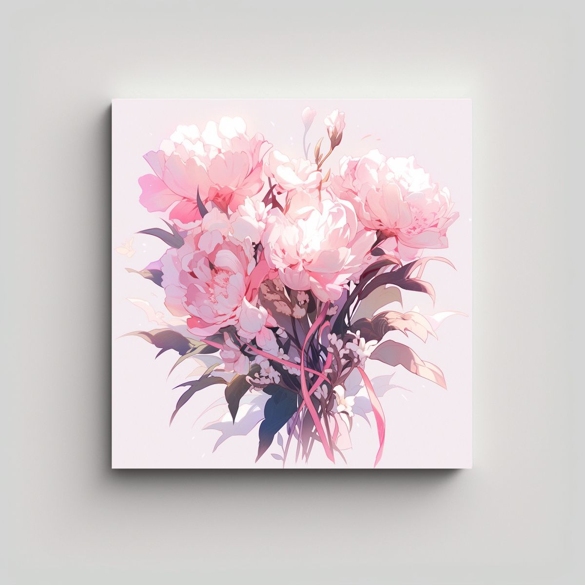 GENERICO - Arte Conceptual Impactante En Blanco Y Rosa Con 80x80 Cm