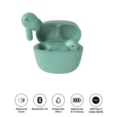 PHILIPS - Auriculares inalámbricos T2236 IPX4 verde menta