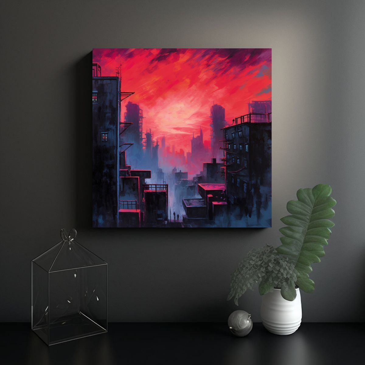 GENERICO - Cuadro Con Vista De La Ciudad En Perspectiva 70x70 Cm