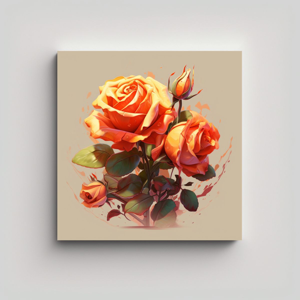 GENERICO - Ilustración Luminosa De Rosa Composición 90x90 Cm