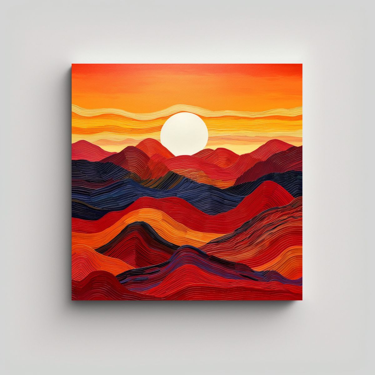GENERICO - Lienzo De Tela Amanecer Montañas Decoración 90x90 Cm