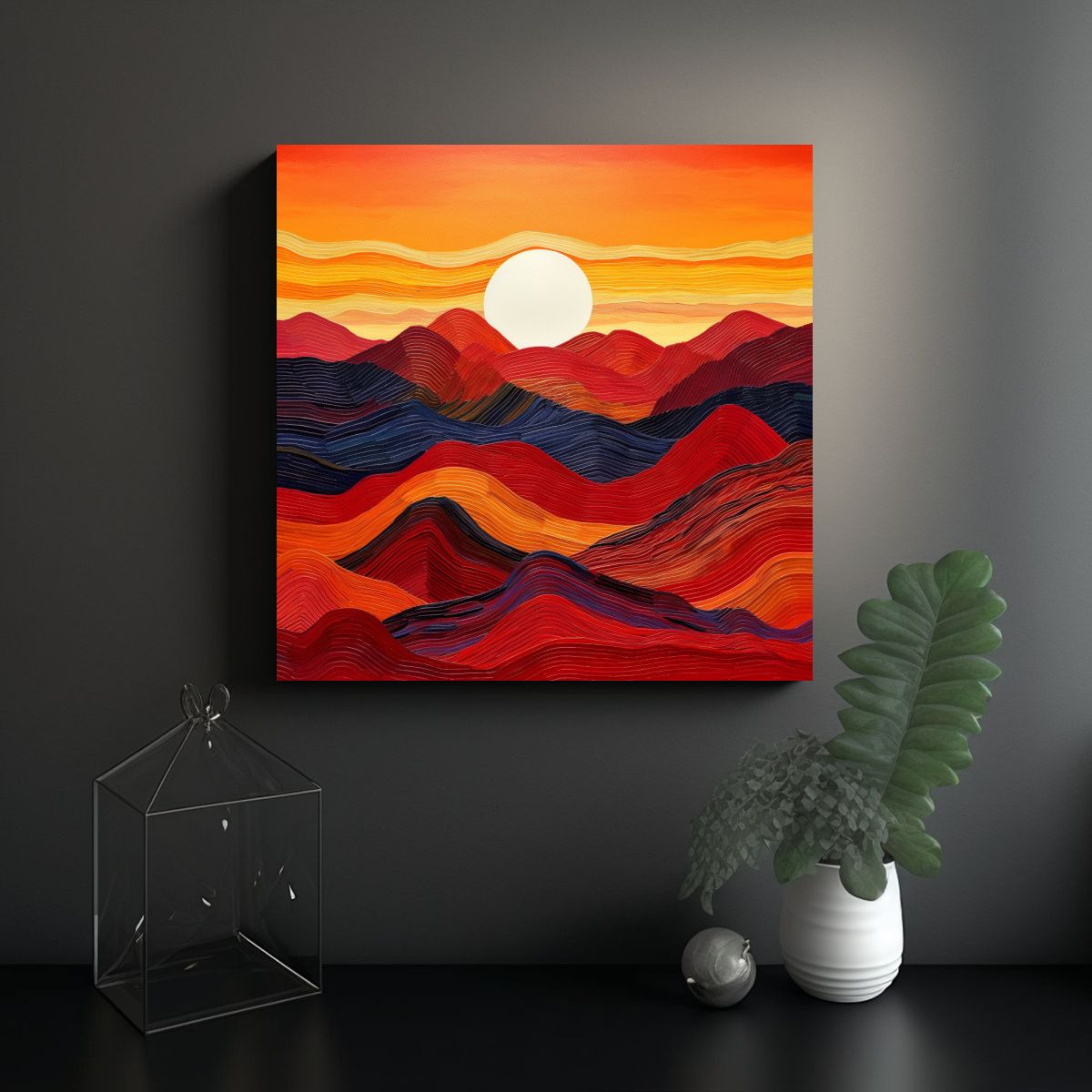 GENERICO - Lienzo De Tela Amanecer Montañas Decoración 90x90 Cm