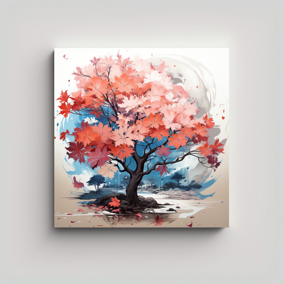 GENERICO - Cuadro Vintage Visión A De árboles De Arce En 90x90 Cm