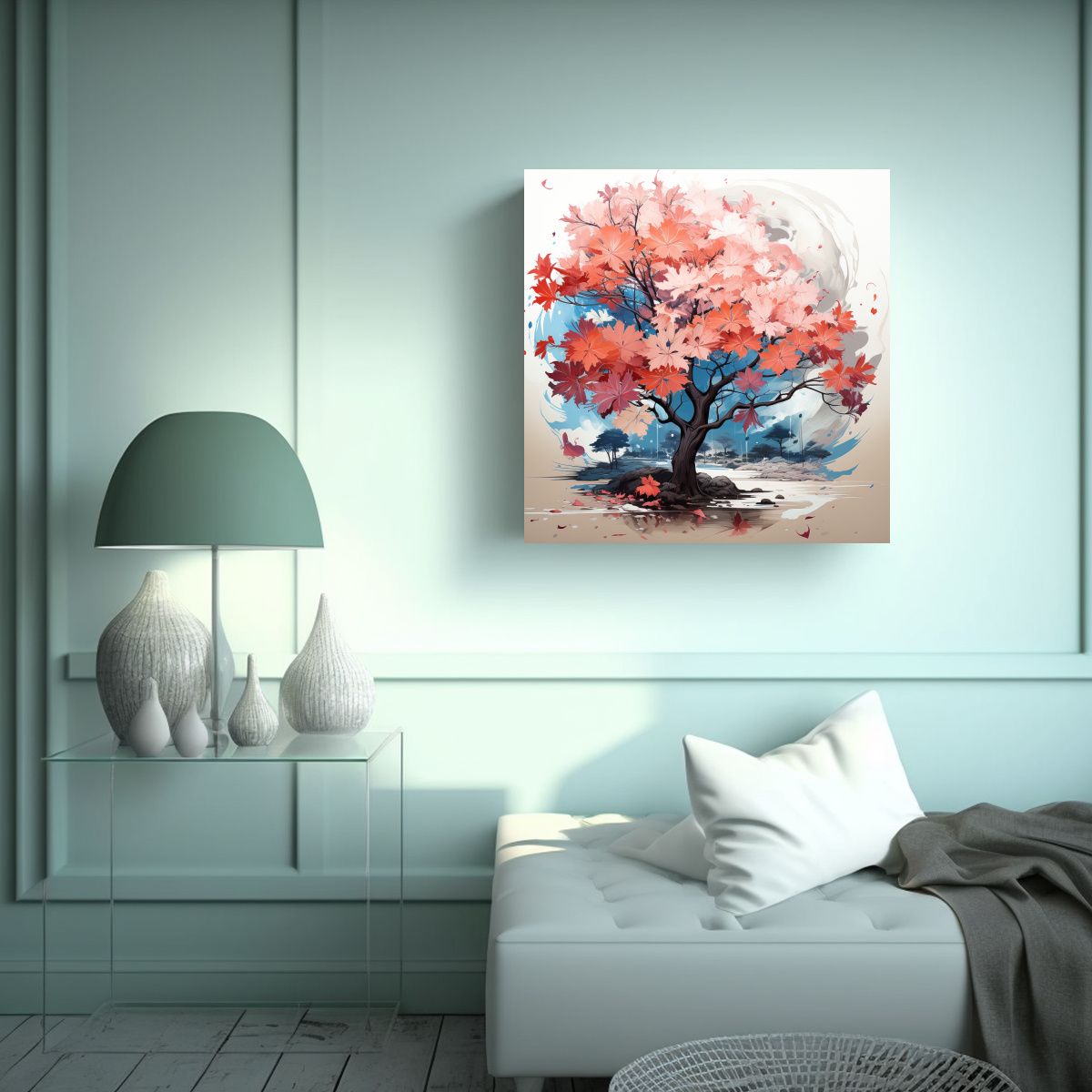 GENERICO - Cuadro Vintage Visión A De árboles De Arce En 90x90 Cm