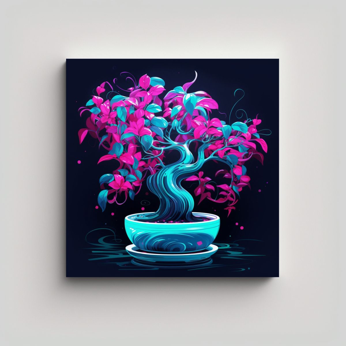 GENERICO - Arte De Pared Imagen Clásico Bonsai Fucsia En 90x90 Cm