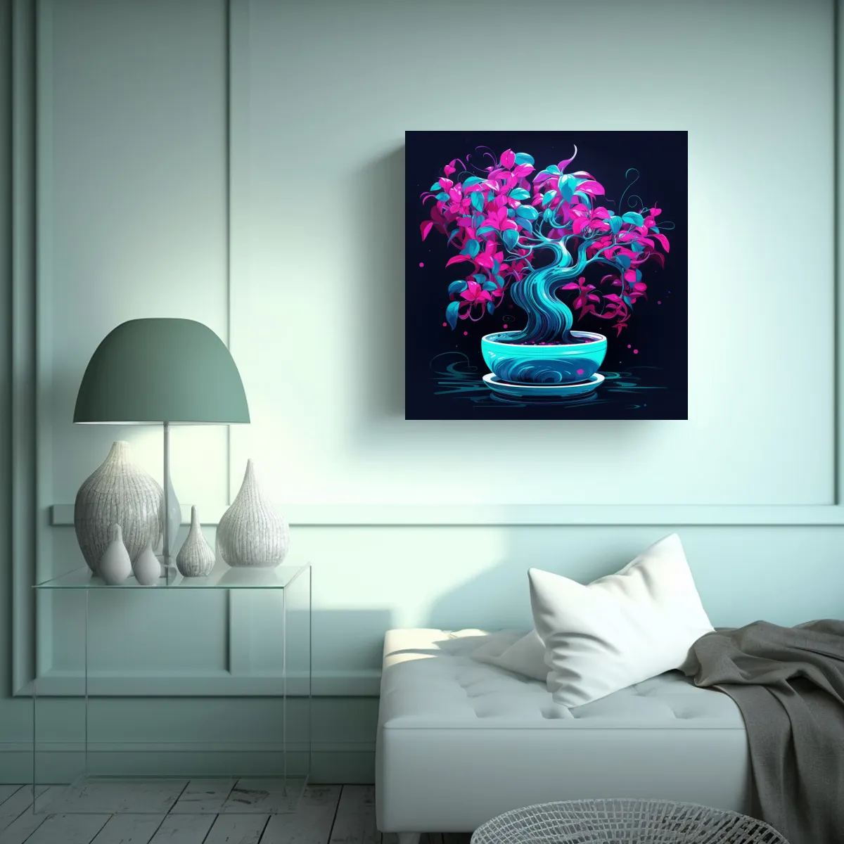 GENERICO - Arte De Pared Imagen Clásico Bonsai Fucsia En 90x90 Cm
