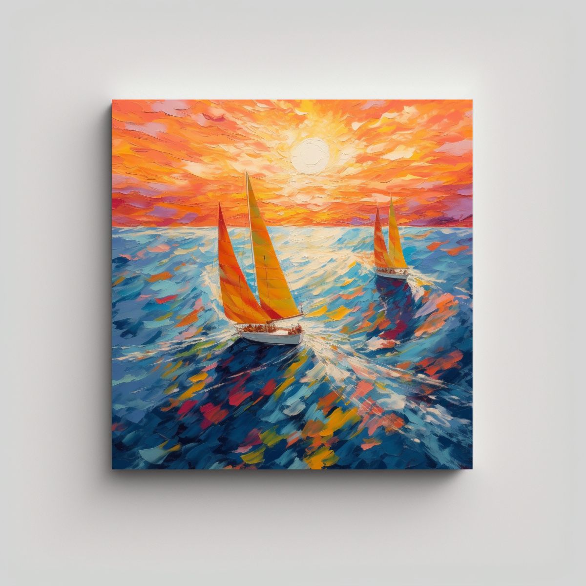 GENERICO - Cuadro Decorativo Tela Estético Vast Sea Veleros 70x70 Cm