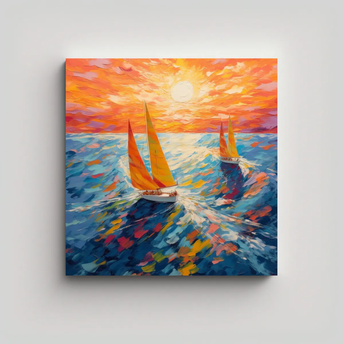 GENERICO - Cuadro Decorativo Tela Estético Vast Sea Veleros 70x70 Cm
