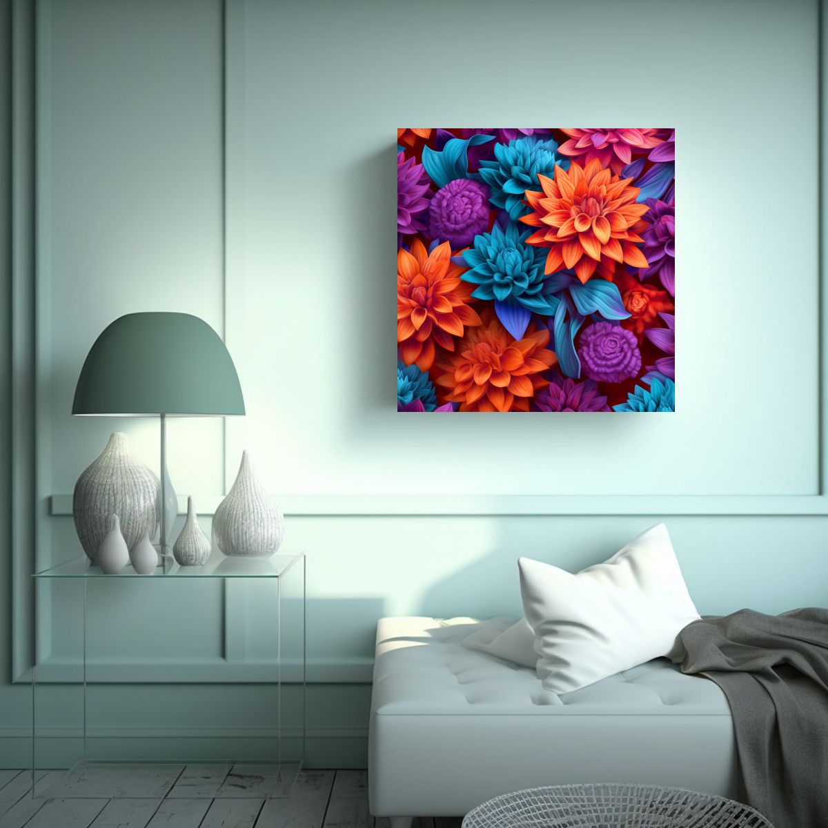 GENERICO - Belleza Floral Movimiento Cuadro Arte HD Flores 70x70 Cm