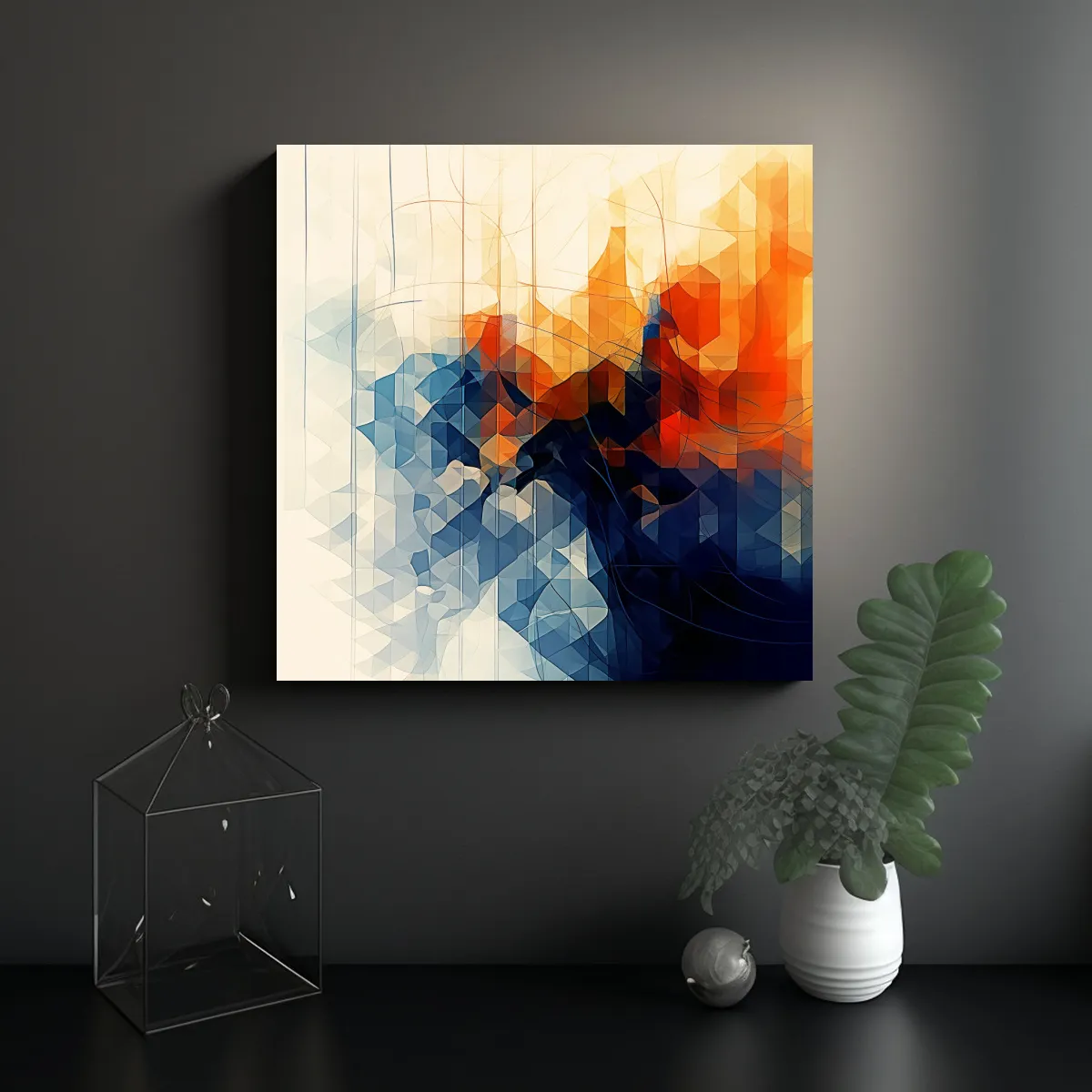 GENERICO - Cuadro Vintage Linda Algoritmo Fusión Abstracta 70x70 Cm