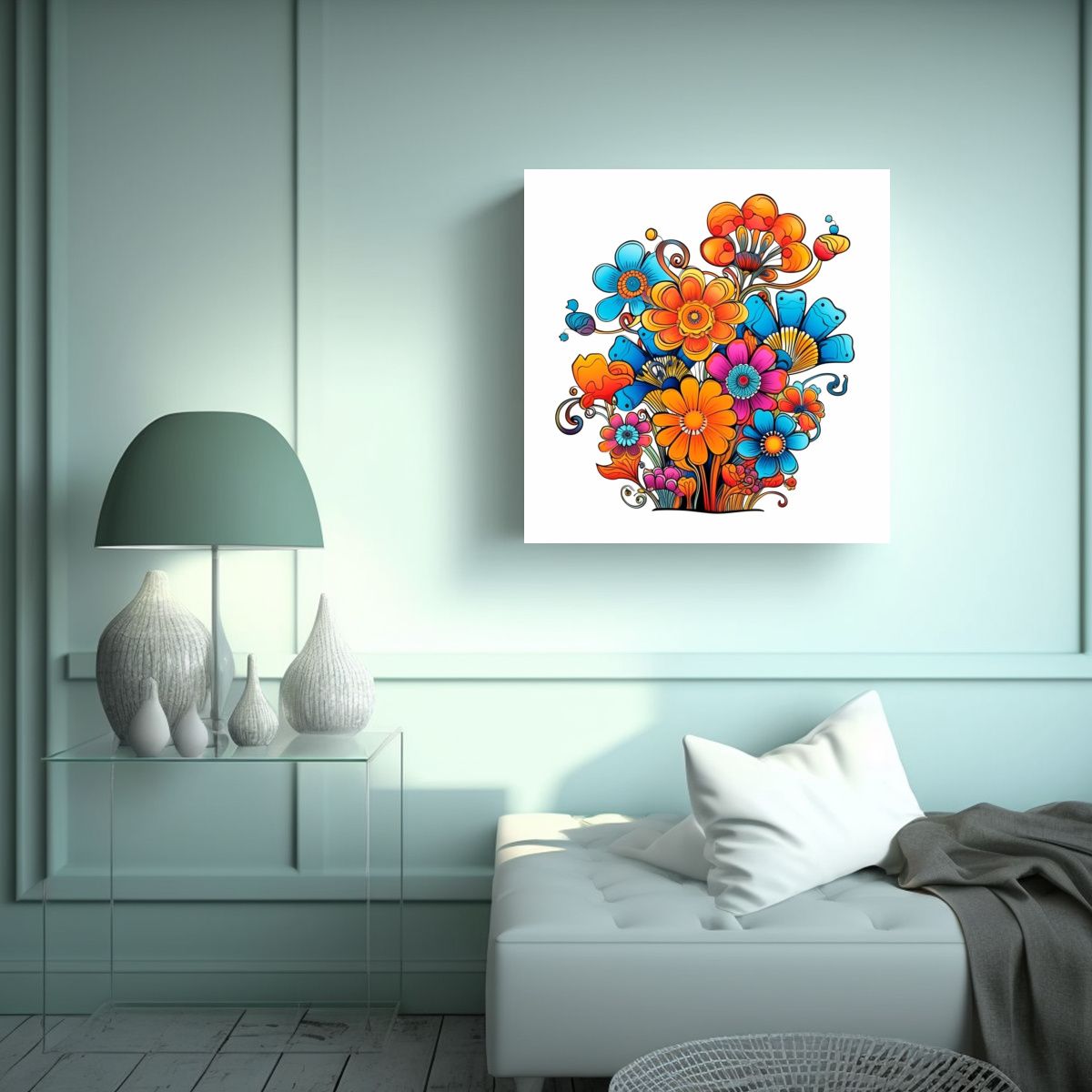 GENERICO - Ilustración Mágica De Flores Abstractas 90x90 Cm