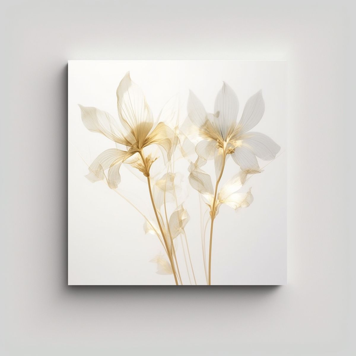 GENERICO - Belleza Eterea Plantas Blancas Elegancia Cuadro 90x90 Cm.