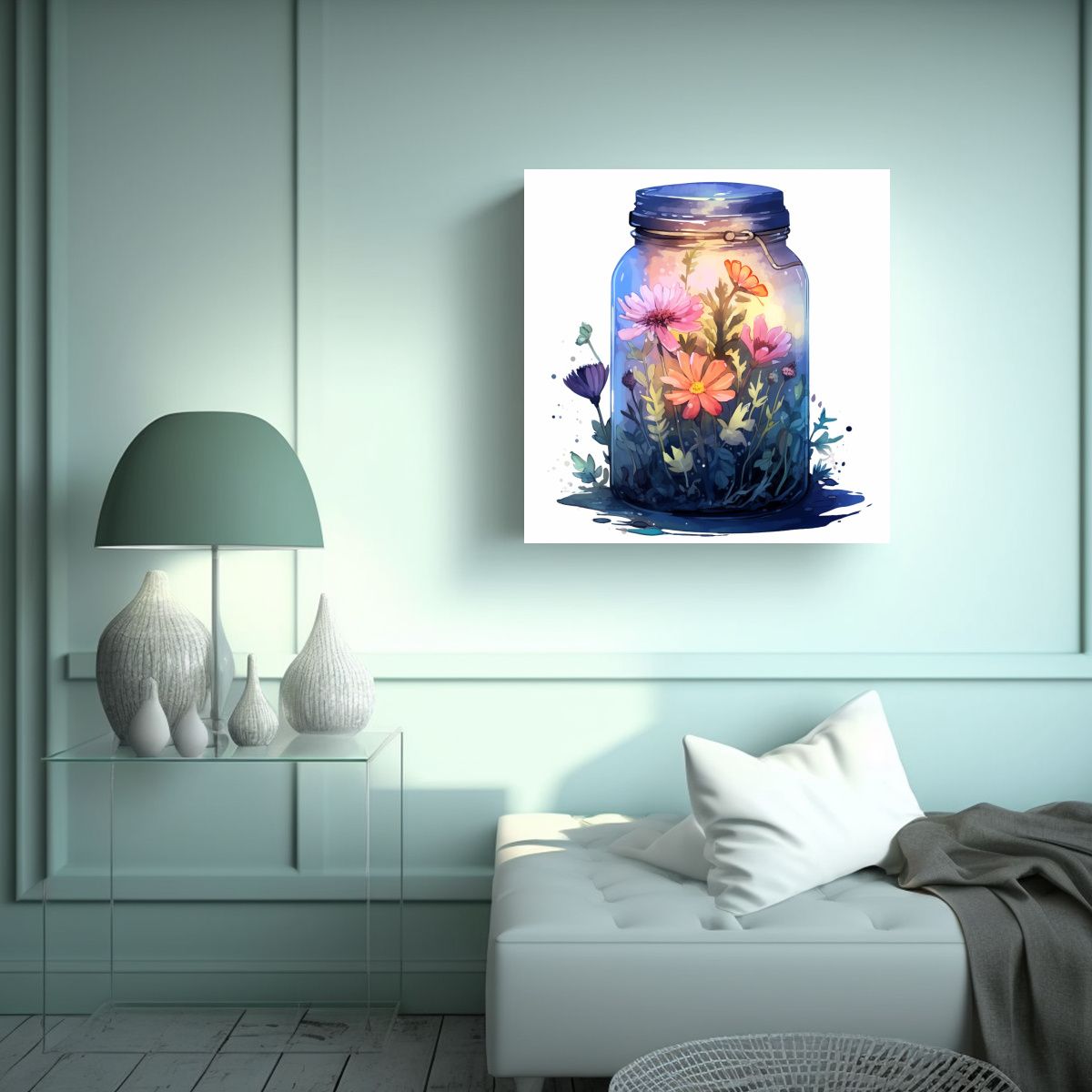 GENERICO - Ilustración Estética De Flores Silvestres En 80x80 Cm