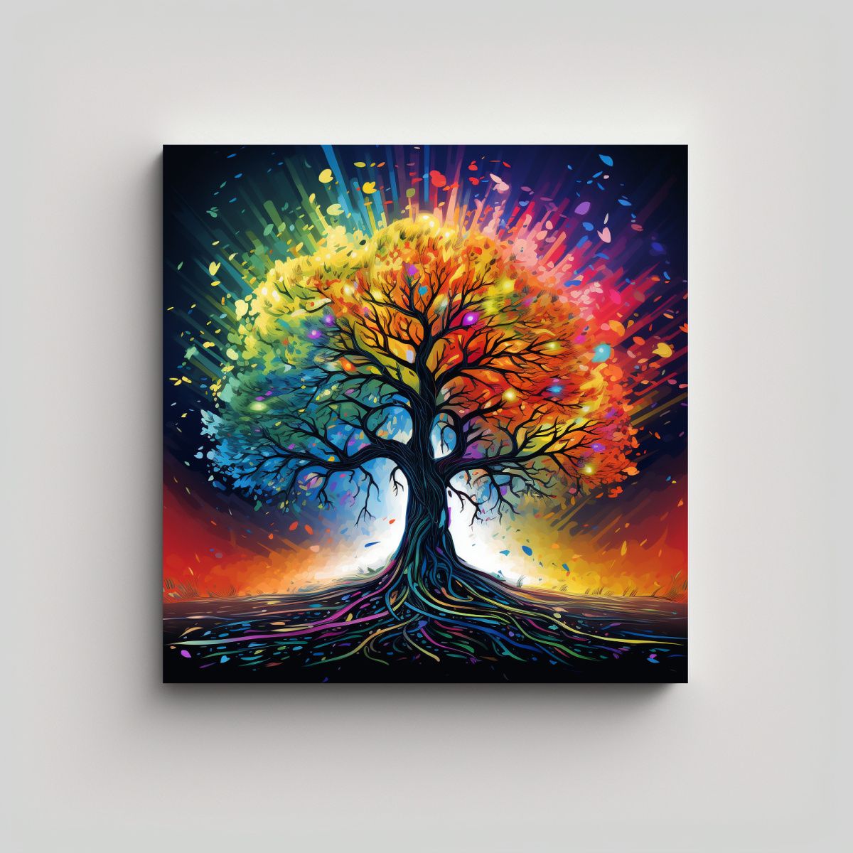 GENERICO - Cuadro Vanguardia Representación De Un Árbol De 90x90 Cm