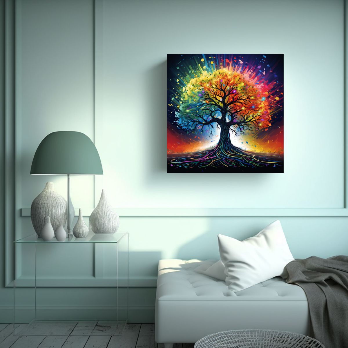 GENERICO - Cuadro Vanguardia Representación De Un Árbol De 70x70 Cm