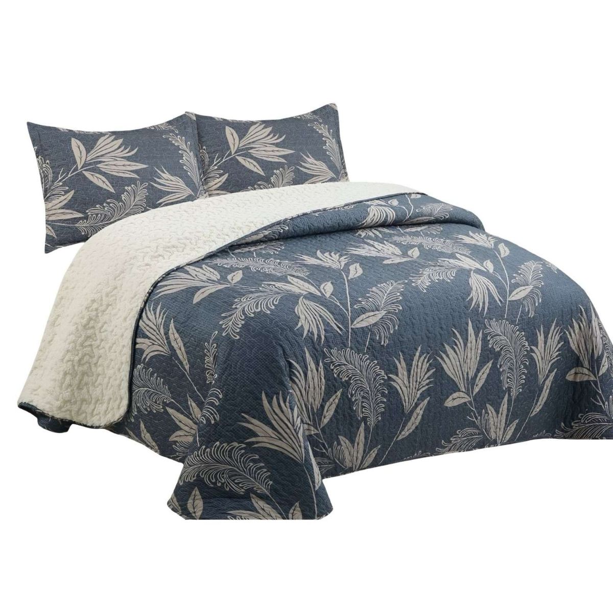 GENERICO - Cubrecama Quilt con sherpa 2 plaza 230 cm x 250 cm