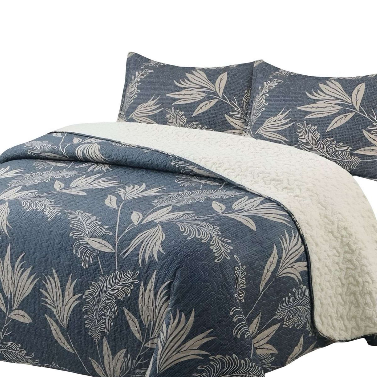 GENERICO - Cubrecama Quilt con sherpa 2 plaza 230 cm x 250 cm