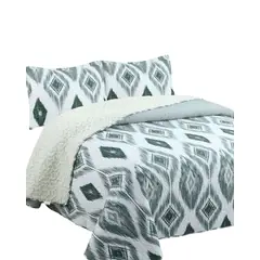 GENERICO - Cubrecama Quilt con sherpa king 250 x 270 cm