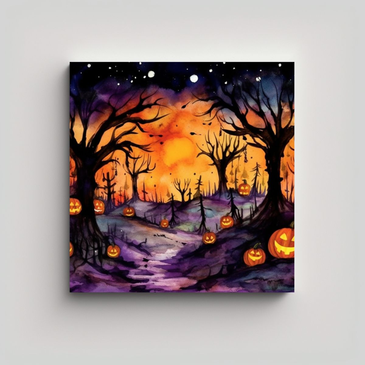 GENERICO - Cuadro De Halloween En Acuarela Para Decoración 90x90 Cm