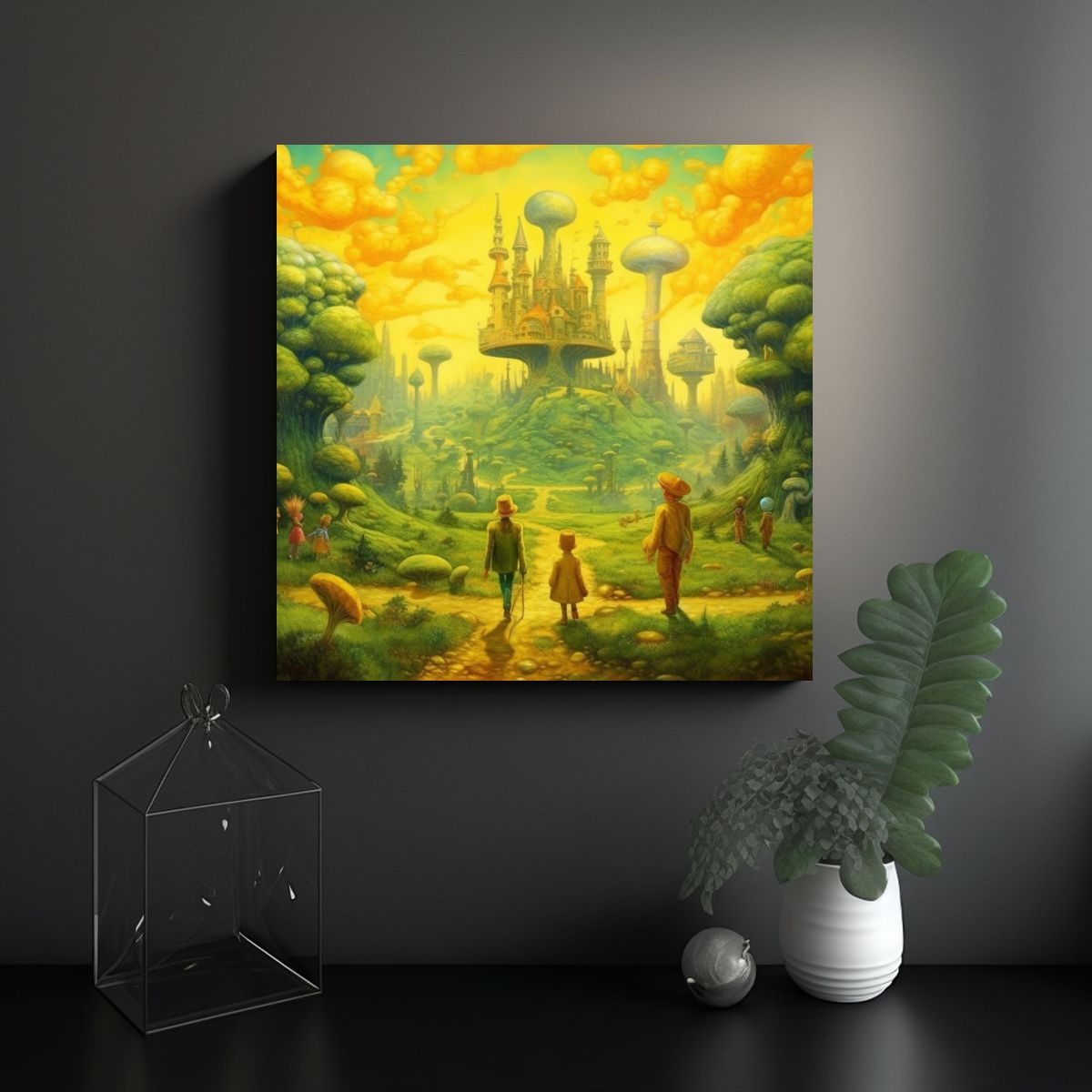 GENERICO - Cuadro Impreso Estilo Minimalista Fantasía En 90x90 Cm