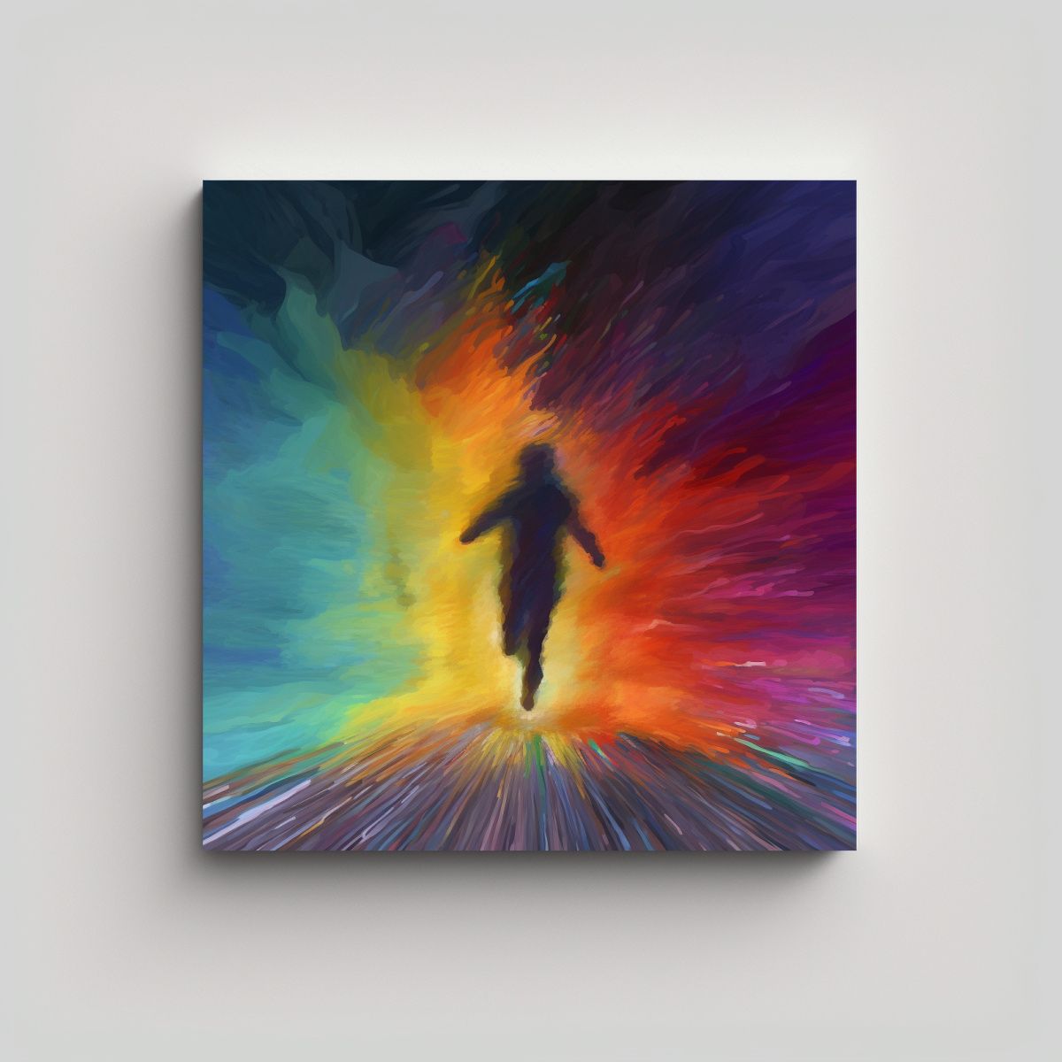 GENERICO - Cuadro Abstracto Movimiento Rápido Colores 80x80 Cm