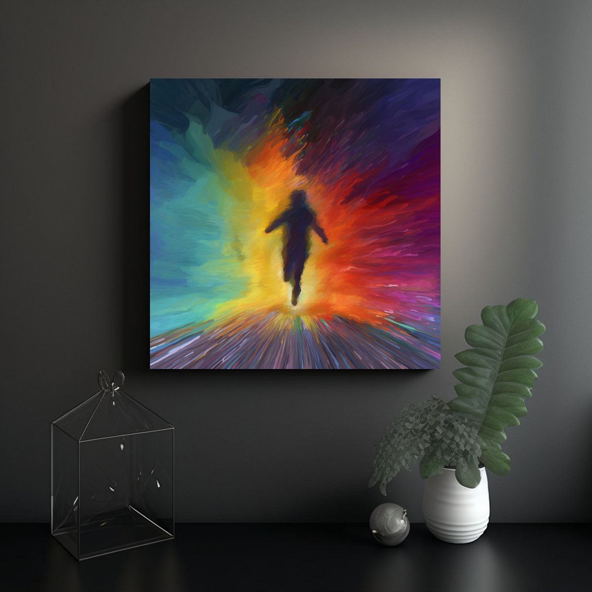 GENERICO - Cuadro Abstracto Movimiento Rápido Colores 80x80 Cm