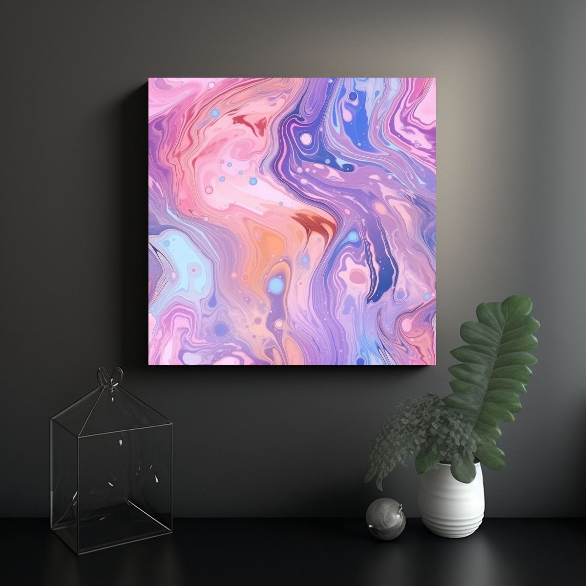 GENERICO - Lienzo Galaxia Etérea Exuberante Con Vertido De 80x80 Cm