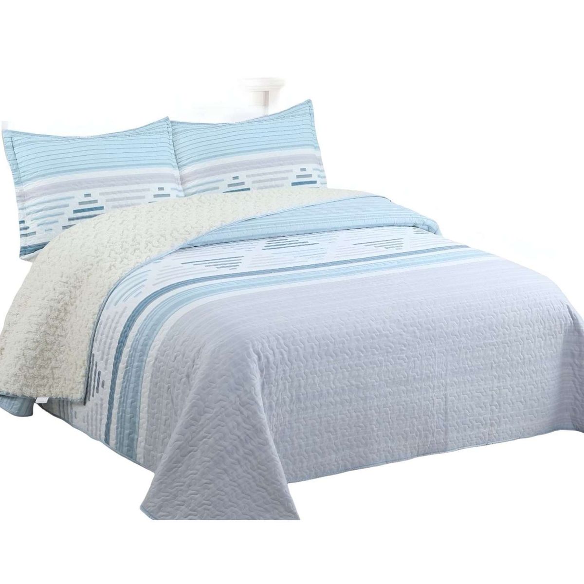 GENERICO - Quilt con sherpa 2 plaza 230 cm x 250 cm