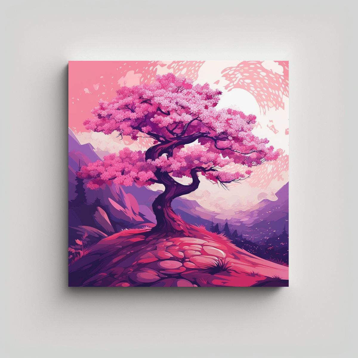 GENERICO - Pintura Decorativa De árbol Rosa Y Morado Estilo 90x90 Cm